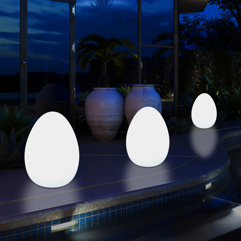 Udendørsbelysning Æggeformet LED Bordlampe, 37cm Terrasselampe til Stikkontakt, Flerfarvet RGB