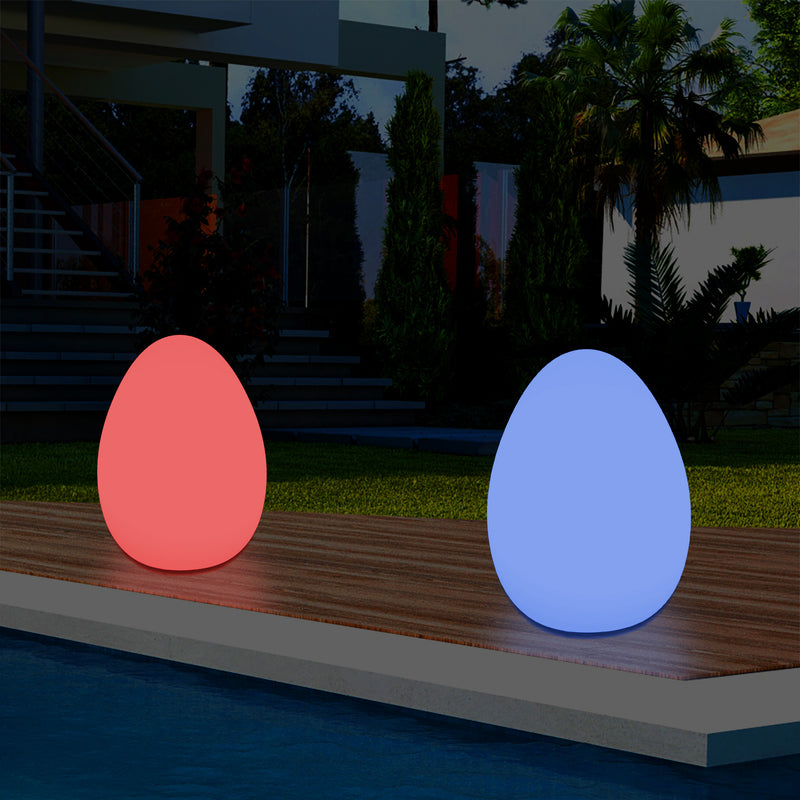 Udendørsbelysning Æggeformet LED Bordlampe, 37cm Terrasselampe til Stikkontakt, Flerfarvet RGB