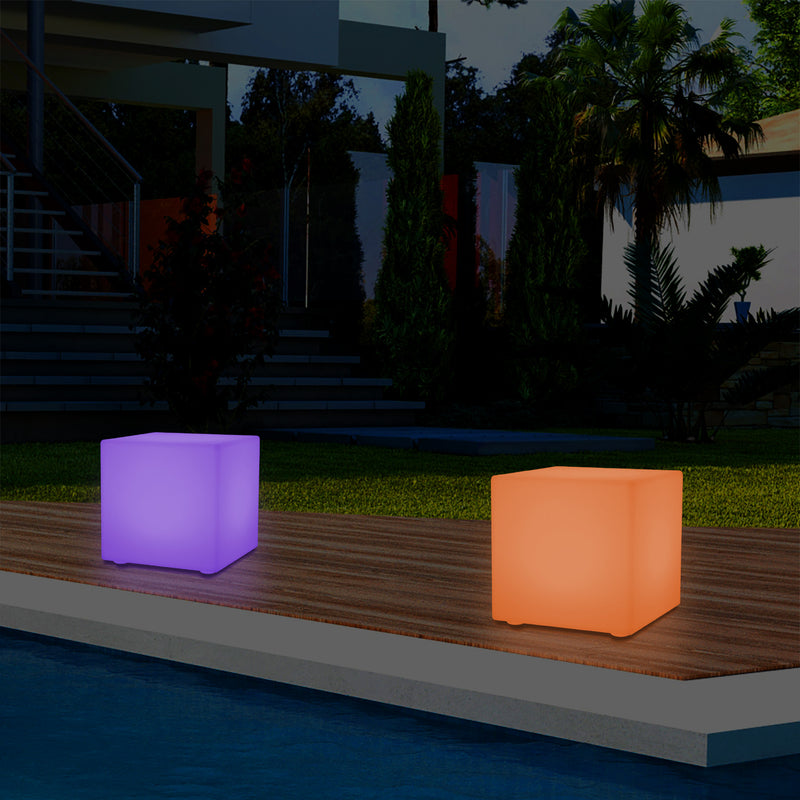 Udendørs LED Bordlampe Terrassebelysning, Stikkontakt RGB Kasseformet Lampe, 5V Lavspænding, 15cm