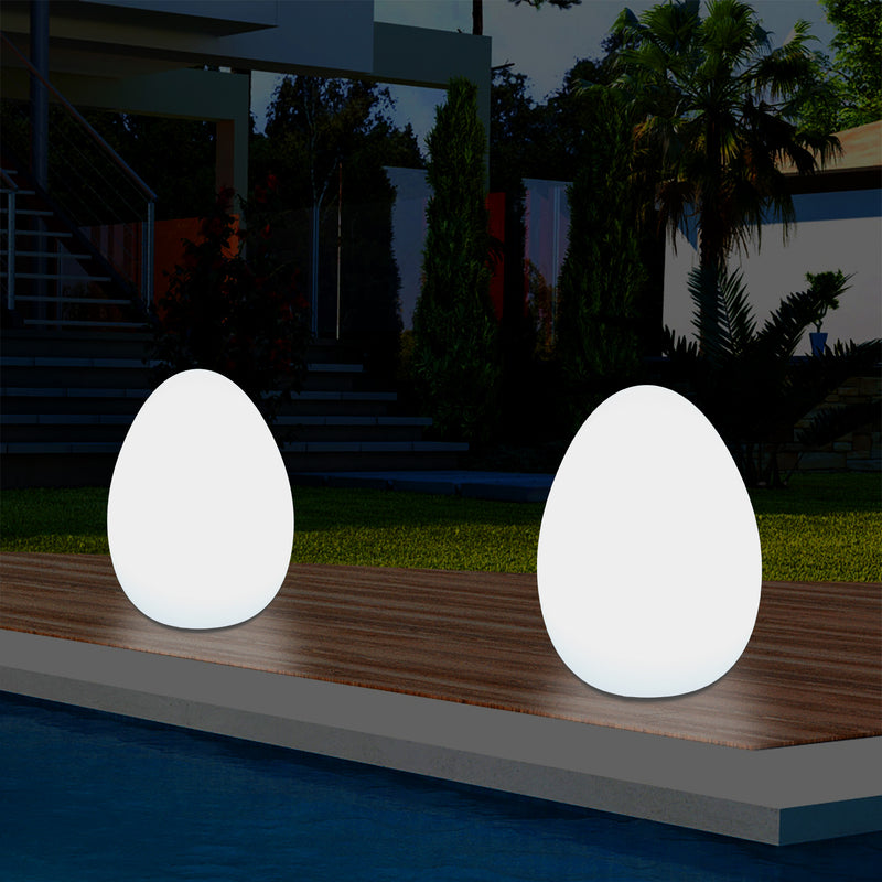 Udendørsbelysning Æggeformet LED Bordlampe, 37cm Terrasselampe til Stikkontakt, Flerfarvet RGB