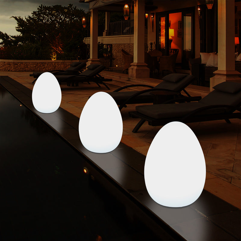 Udendørsbelysning Æggeformet LED Bordlampe, 37cm Terrasselampe til Stikkontakt, Flerfarvet RGB