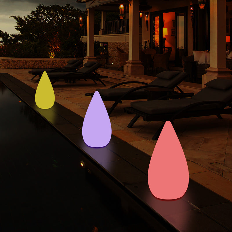 37cm udendørs Dråbeformet LED Have Terrasse Lampe, Designer Lampe Bord Gulv Mange Farver