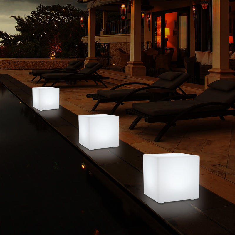 Udendørs LED Bordlampe Terrassebelysning, Stikkontakt RGB Kasseformet Lampe, 5V Lavspænding, 15cm