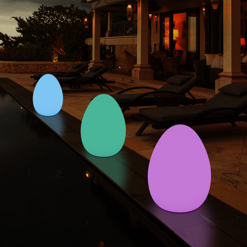 Udendørsbelysning Æggeformet LED Bordlampe, 37cm Terrasselampe til Stikkontakt, Flerfarvet RGB
