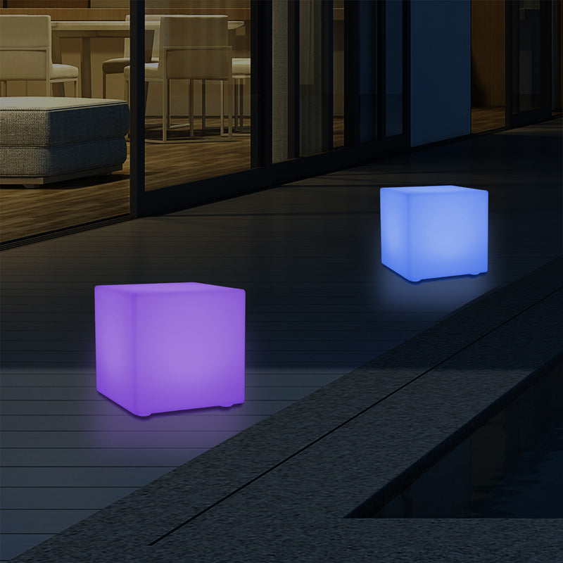 Udendørs LED Bordlampe Terrassebelysning, Stikkontakt RGB Kasseformet Lampe, 5V Lavspænding, 15cm