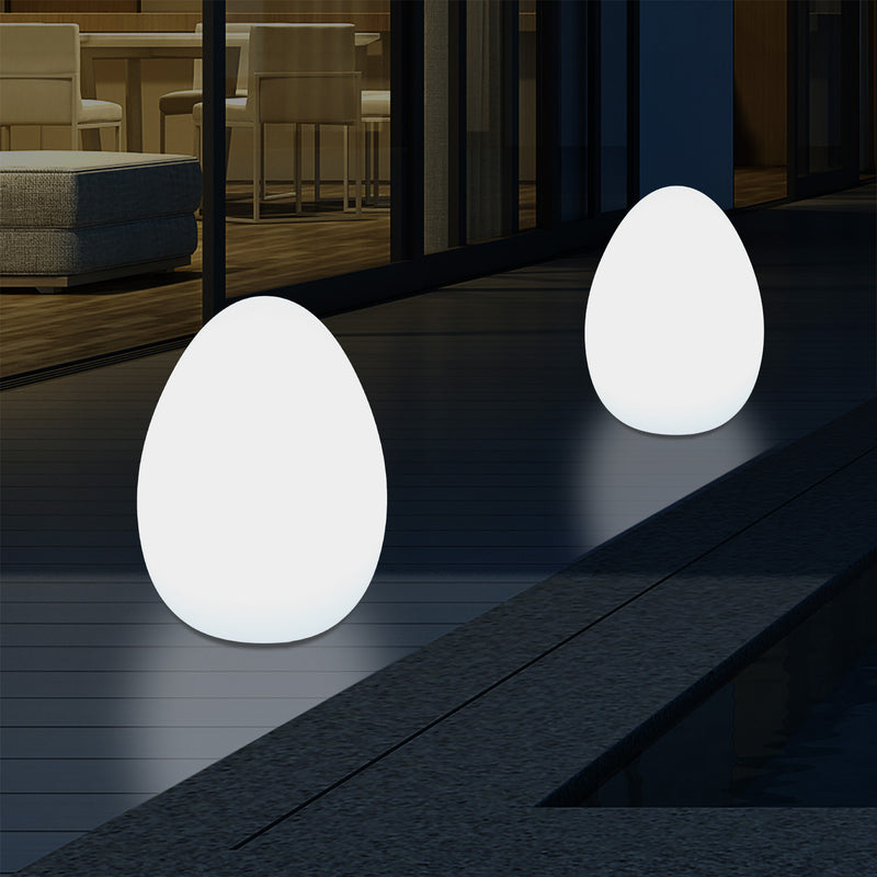 Udendørsbelysning Æggeformet LED Bordlampe, 37cm Terrasselampe til Stikkontakt, Flerfarvet RGB