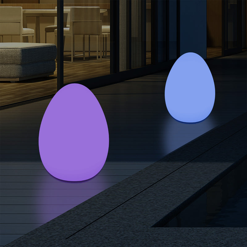 Udendørsbelysning Æggeformet LED Bordlampe, 37cm Terrasselampe til Stikkontakt, Flerfarvet RGB