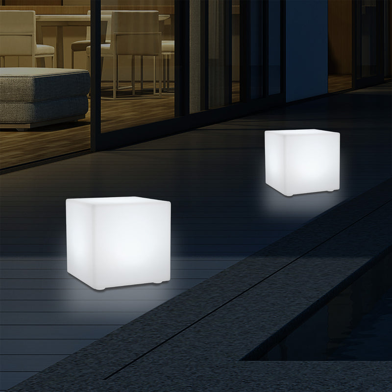 Udendørs LED Bordlampe Terrassebelysning, Stikkontakt RGB Kasseformet Lampe, 5V Lavspænding, 15cm