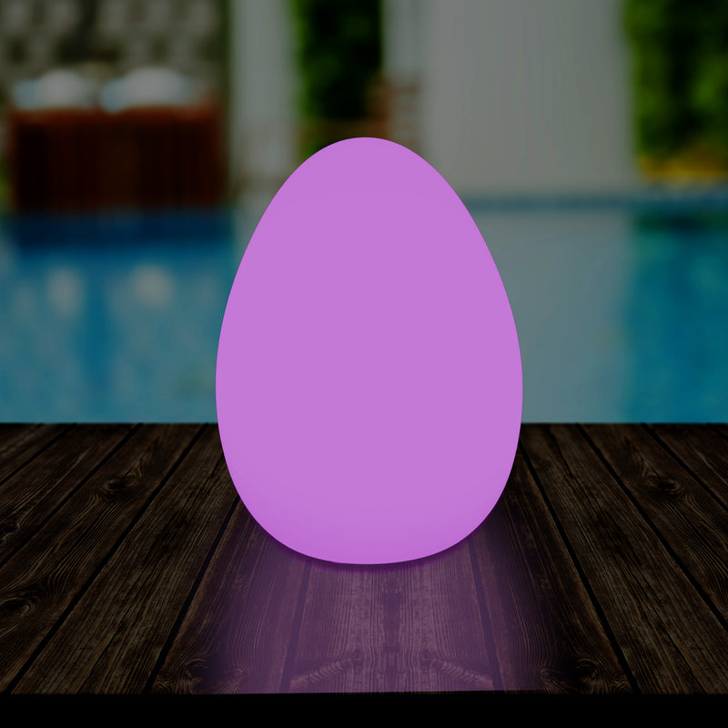 Udendørsbelysning Æggeformet LED Bordlampe, 37cm Terrasselampe til Stikkontakt, Flerfarvet RGB
