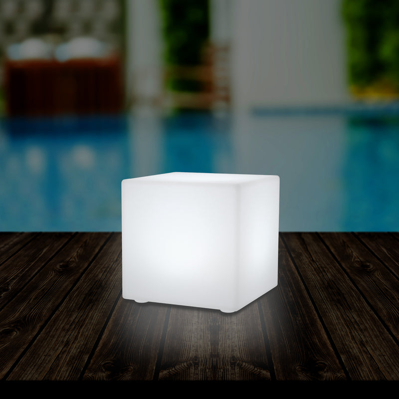 Udendørs LED Bordlampe Terrassebelysning, Stikkontakt RGB Kasseformet Lampe, 5V Lavspænding, 15cm