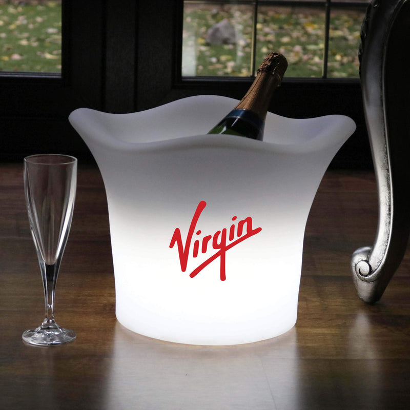 Personaliseret LED Isspand, Personlig Branding, Champagne Vinkøler med Logo