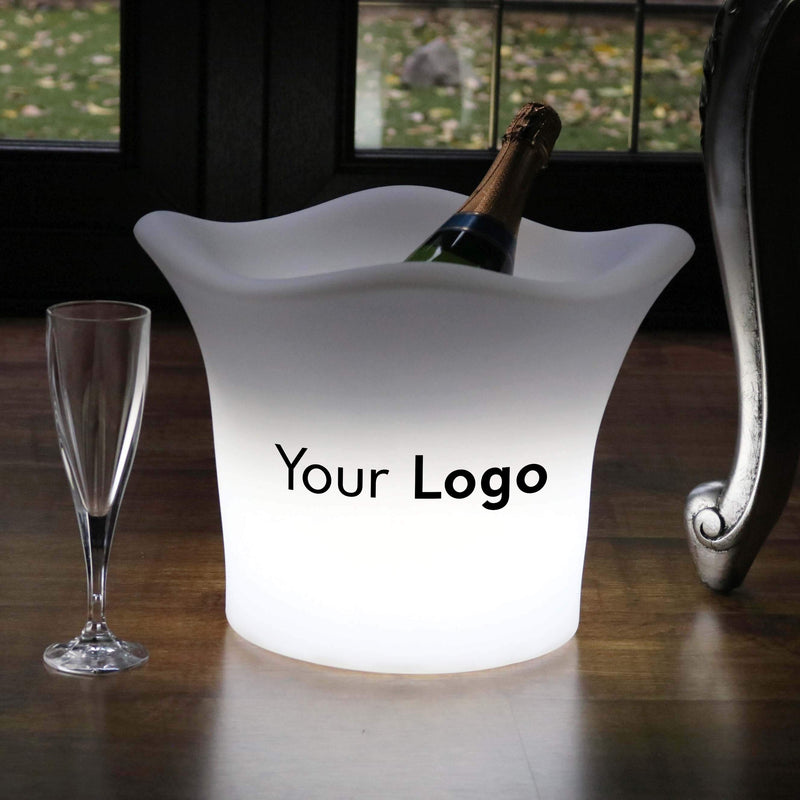 Personaliseret LED Isspand, Personlig Branding, Champagne Vinkøler med Logo