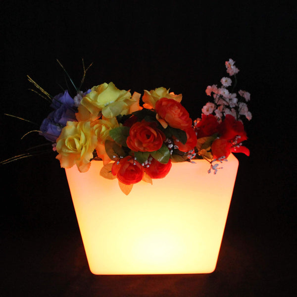 LED Blomstervase, Oplyst Plantepotte, 27cm Genopladelig RGB Bordlampe