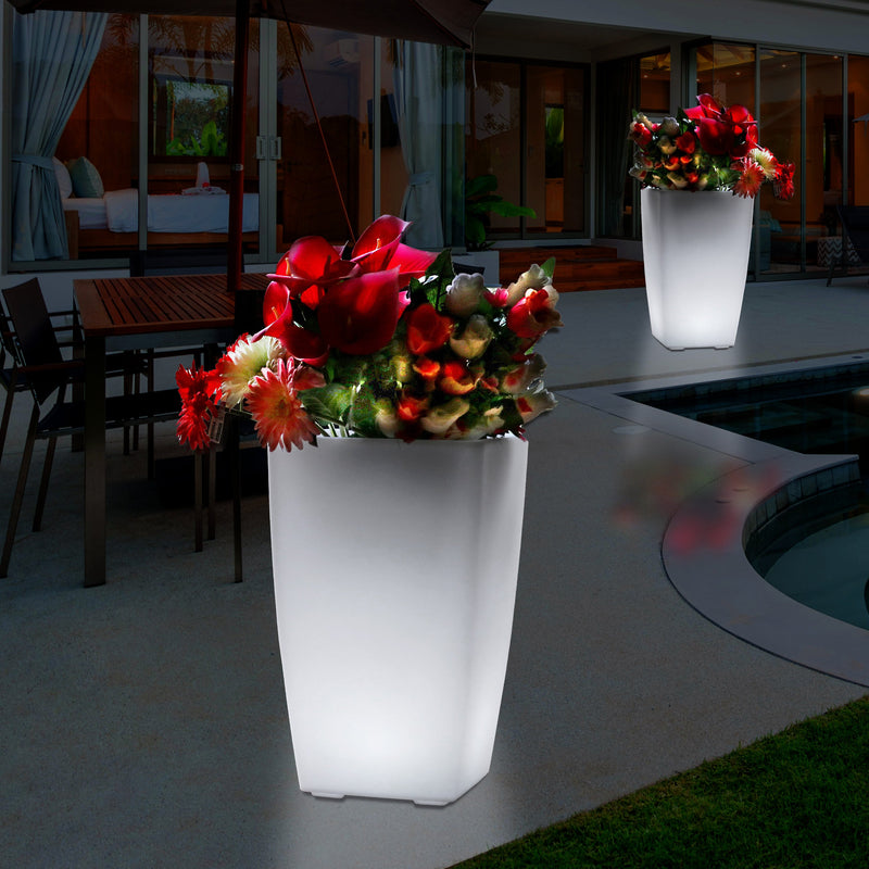 Udendørsbelysning til Have, Terrasse, LED Gulvvase, 50cm Høj Blomstervase, Stikkontakt