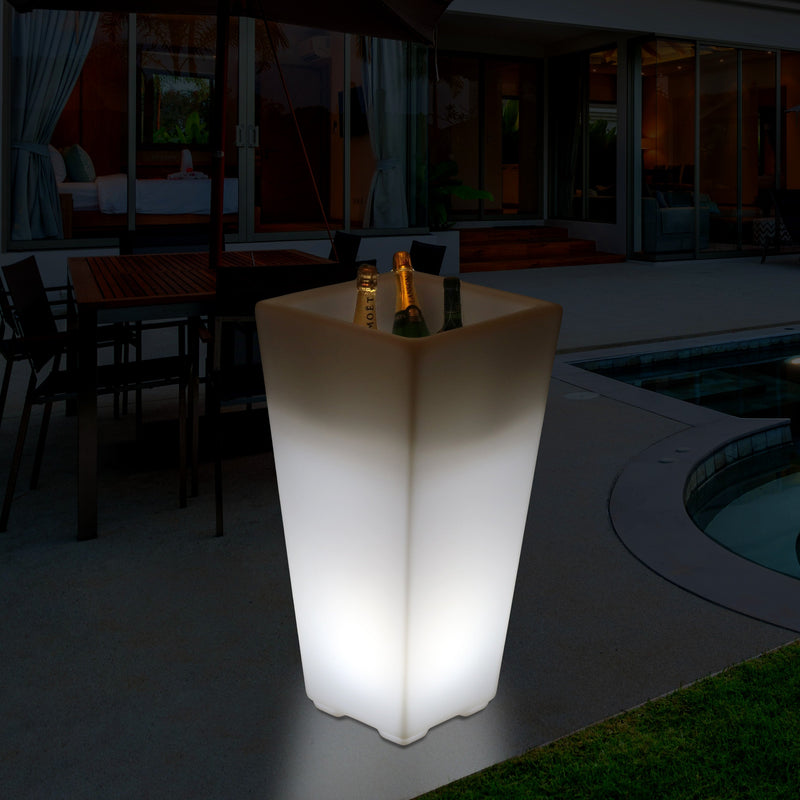 75cm LED Stående Vinkøler Champagnespand, Lysende Have Udendørs Drikkevare Isholder